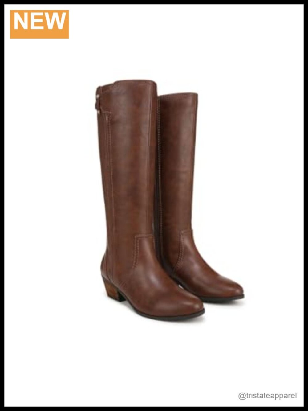 Knee High Riding Boot Faux Leather Zip Block Heel
